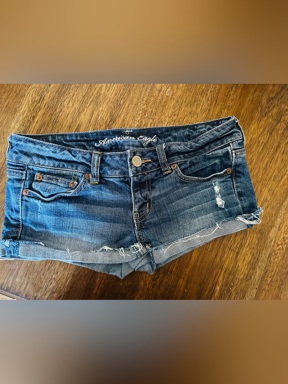 American Eagle Distressed Denim Cutoff Shorts - Dark Blue